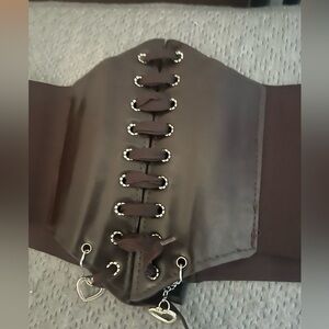 Brown Corset Belt with Chain Detail